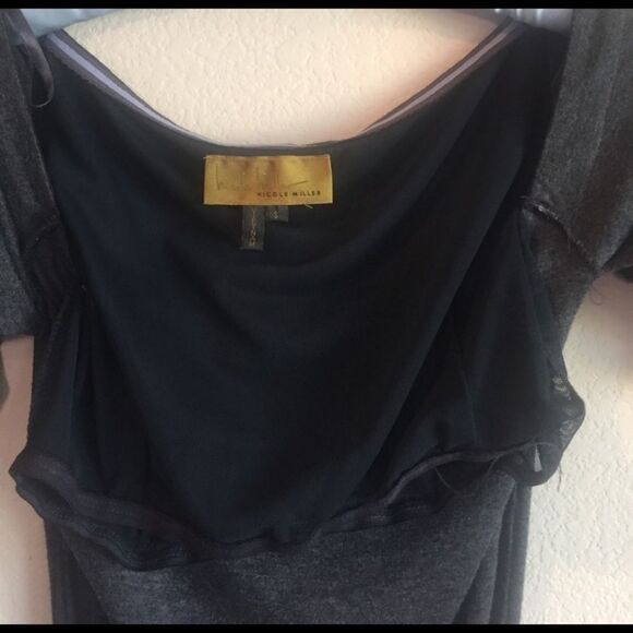 Nicole Miller  grey off shoulder  top S - Picture 6 of 9